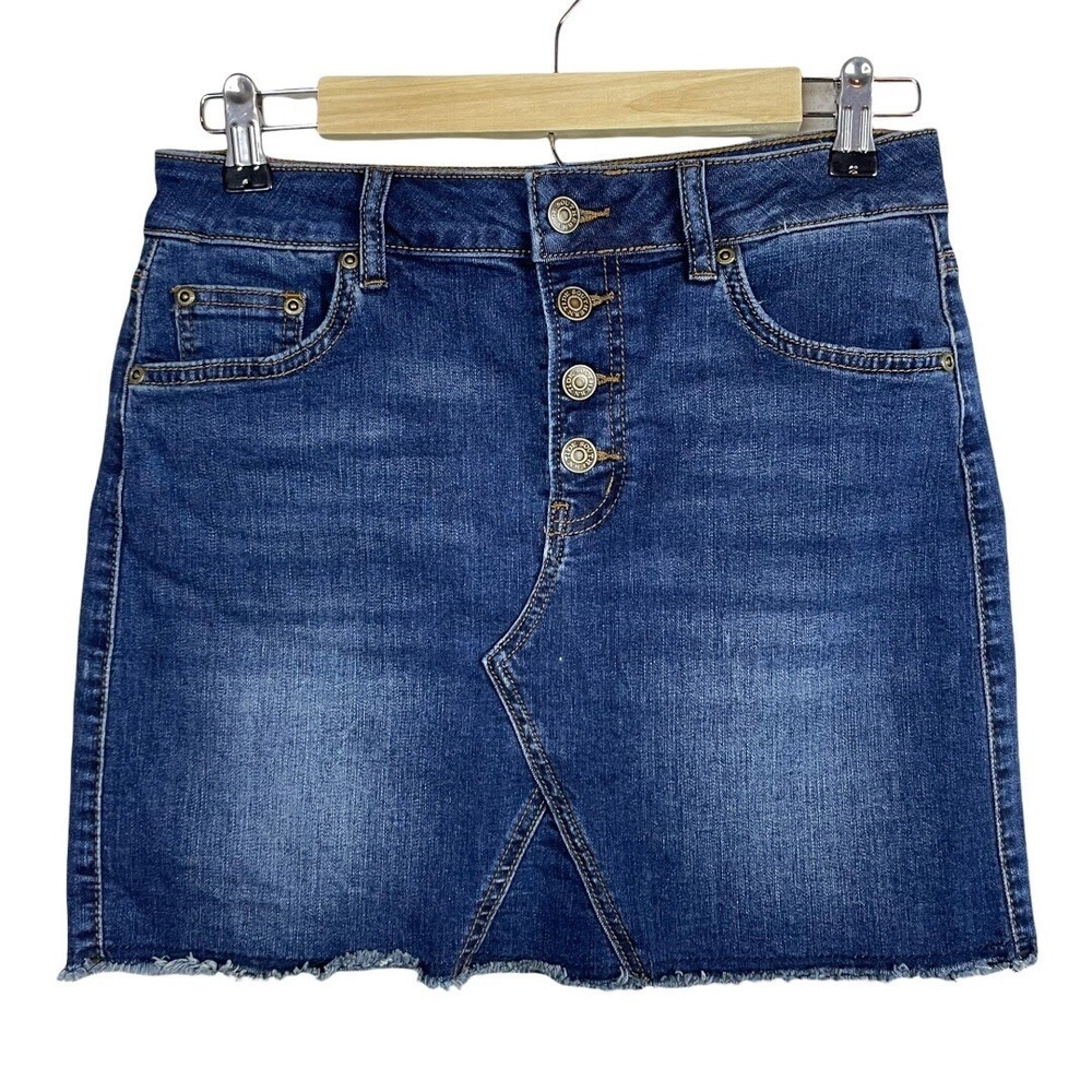 Southern Tide Denim Skirt Womens 25 Blue Festival Button Fly Raw Hem Coastal